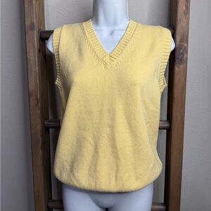 Sweater Vest Butter Yellow V-Neck Ribbed Trim